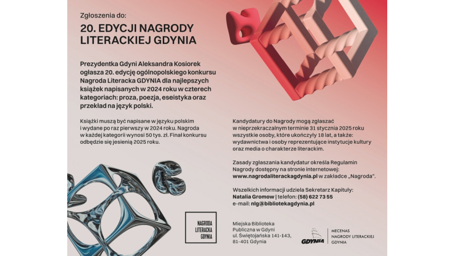 Zgłoszenie do XX Nagrody Literackiej Gdynia